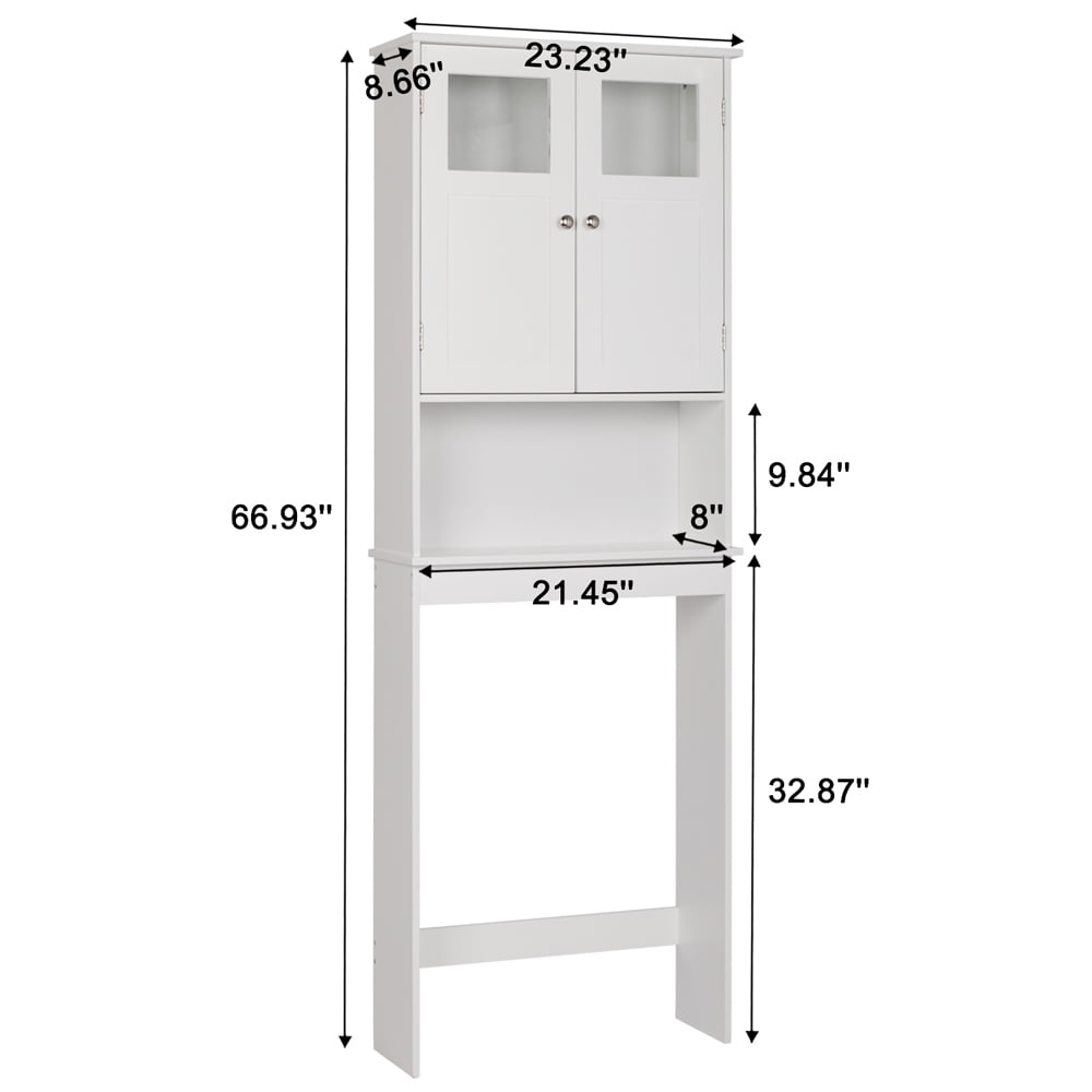 Ktaxon Over the Toilet Bathroom Storage Cabinet Space Saver with 2 Doors and 3 Storage Shelves, White Finish