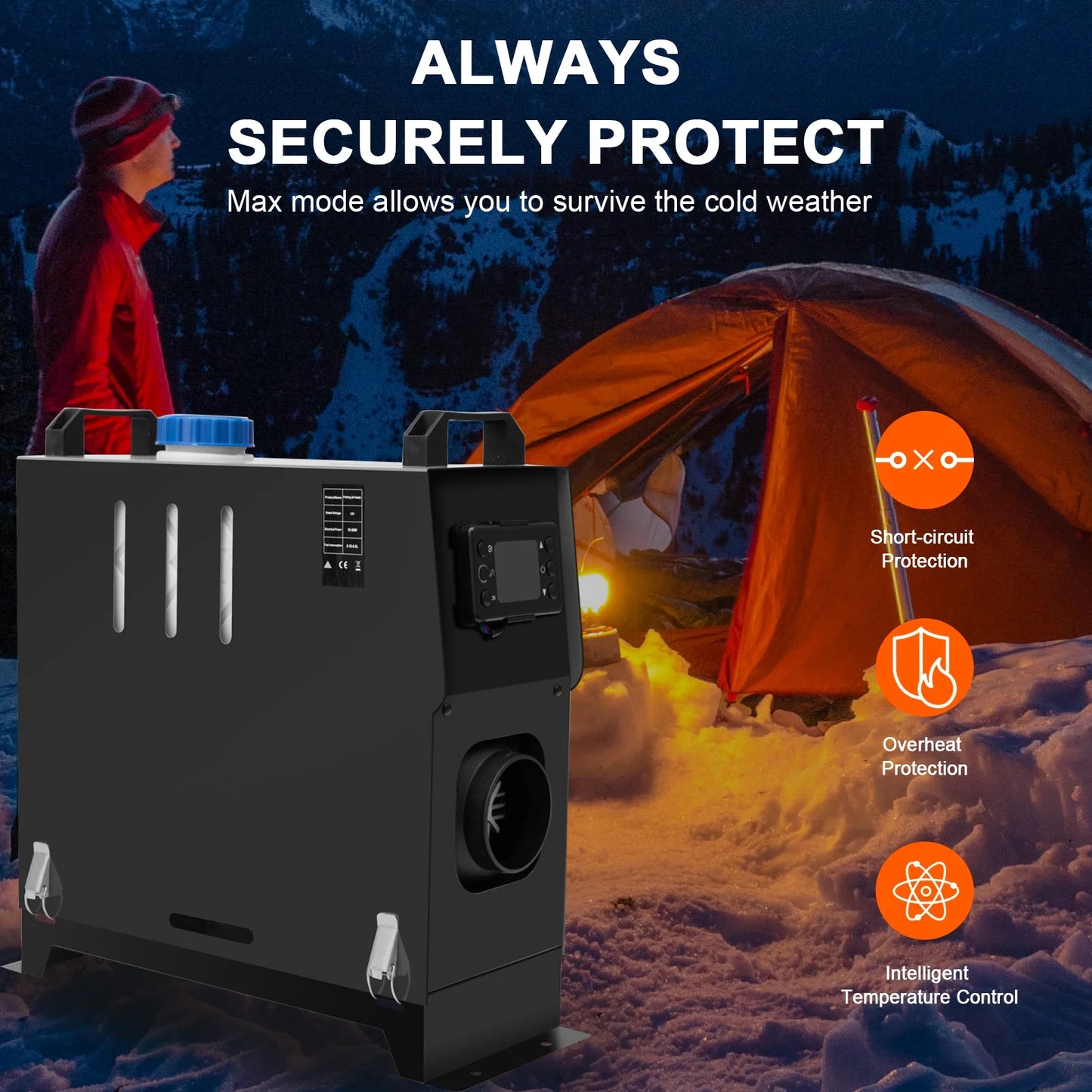 Jacgood 12V 8KW Diesel Air Heater, Diesel Heater All in One with LCD Display, Remote Control, Silencer, Fast Heating for RV Truck, Boat, Camper, Car Trailer, Motorhomes, Caravans,Black