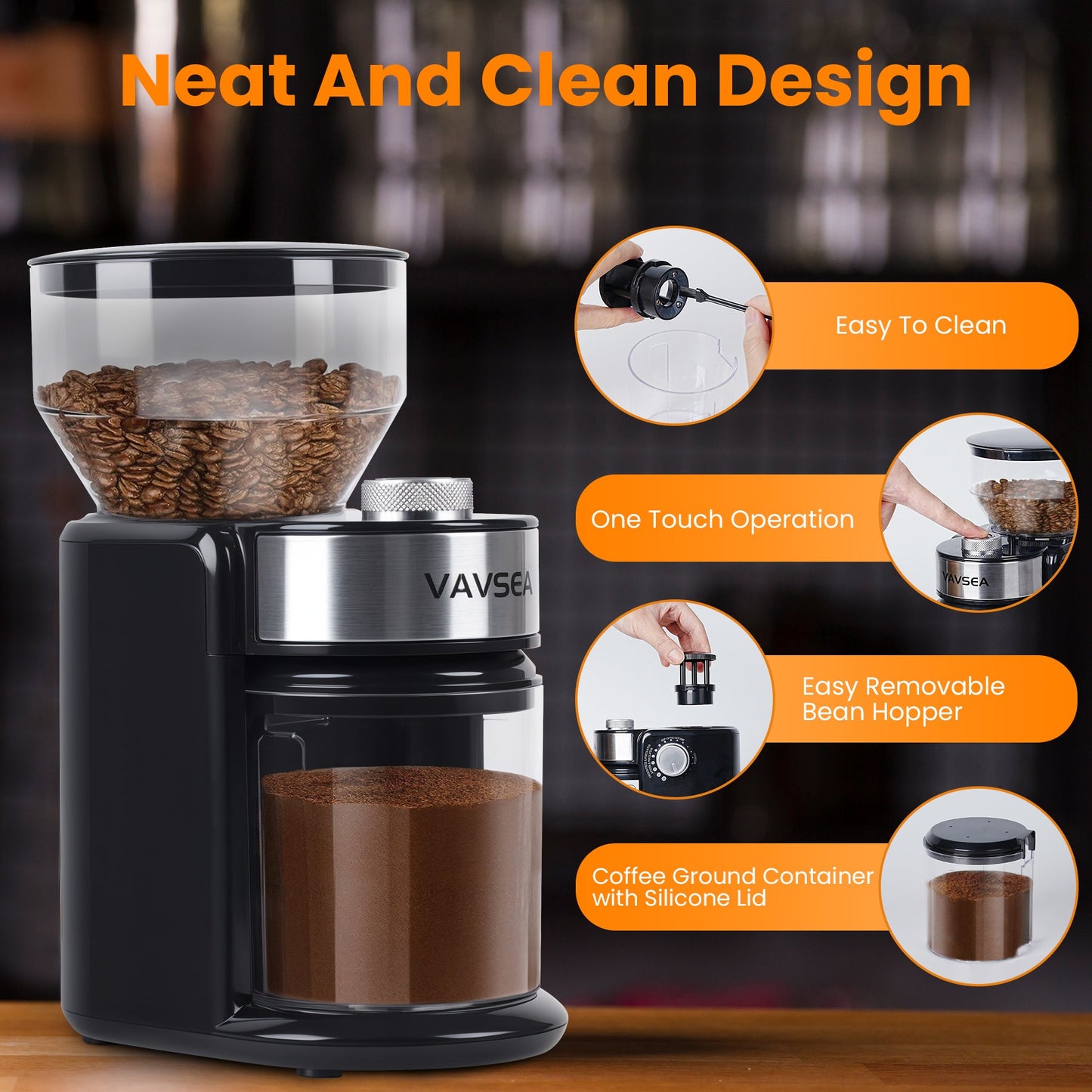 Burr Coffee Grinder, Electric Coffee Bean Grinder with 18 Precise Grind Settings, 3-18 Cup, for Espresso/Drip/Pour over/Cold Brew/French Press