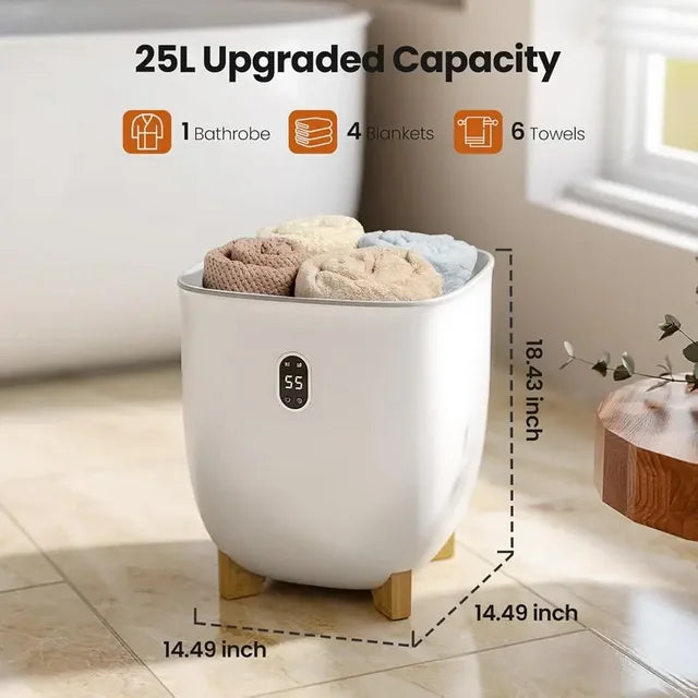 Auseo 6.6Gal Upgraded Capacity Towel Warmer, Quick Dual Heating Modes Auto Shut-Off, Fits 2 Blankets/Bathrobes