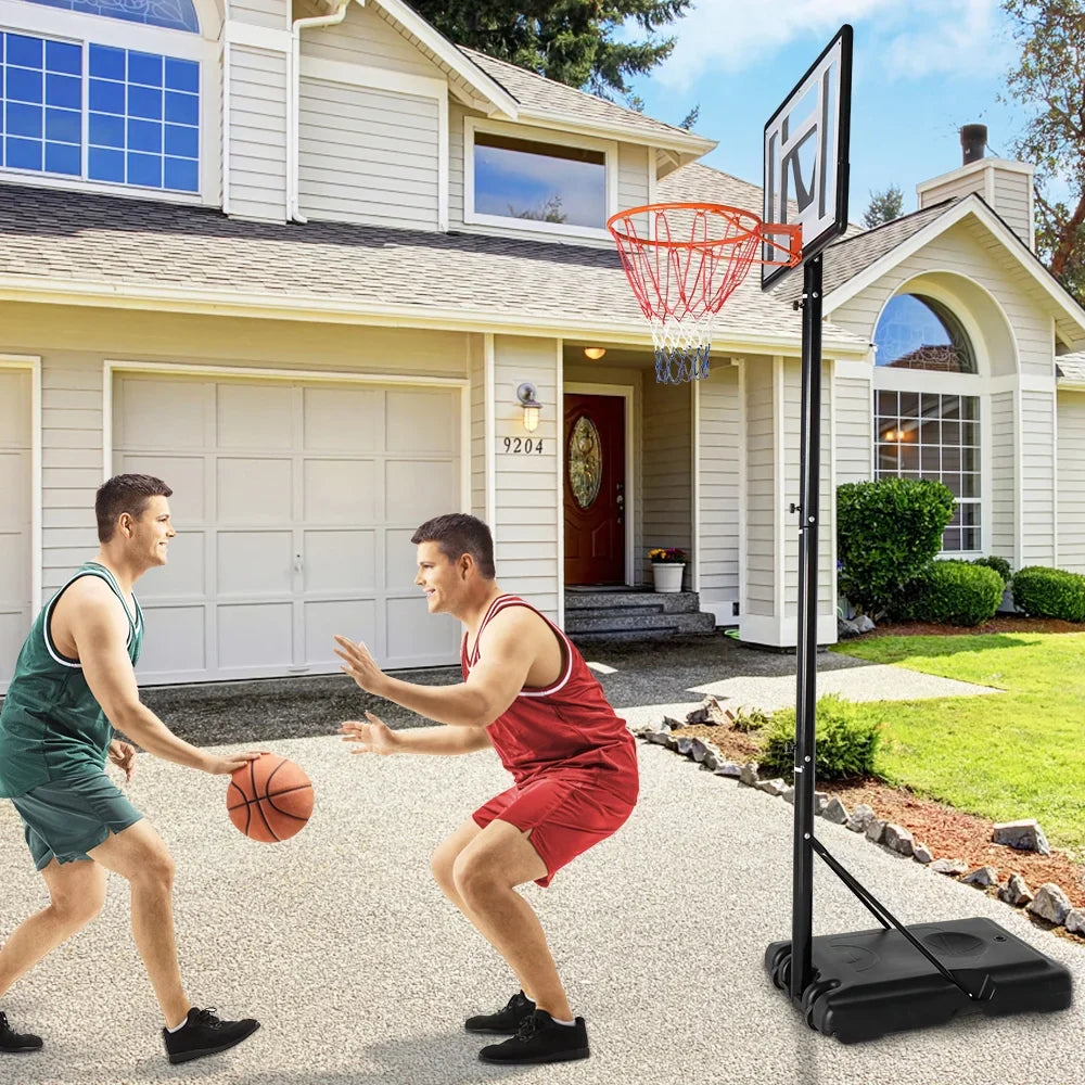 Ktaxon Basketball Hoop Outdoor 8.53ft Adjustable Quickly, Basketball Set for Kids Adults