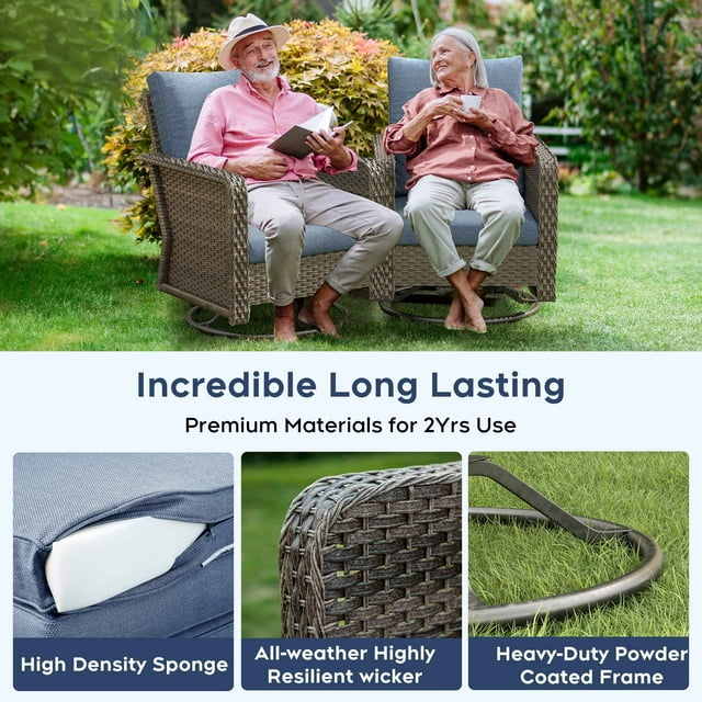 Brafab Patio Furniture Sets with Swivel Chairs and Fire Pit Table Outdoor Conversation Set for Garden