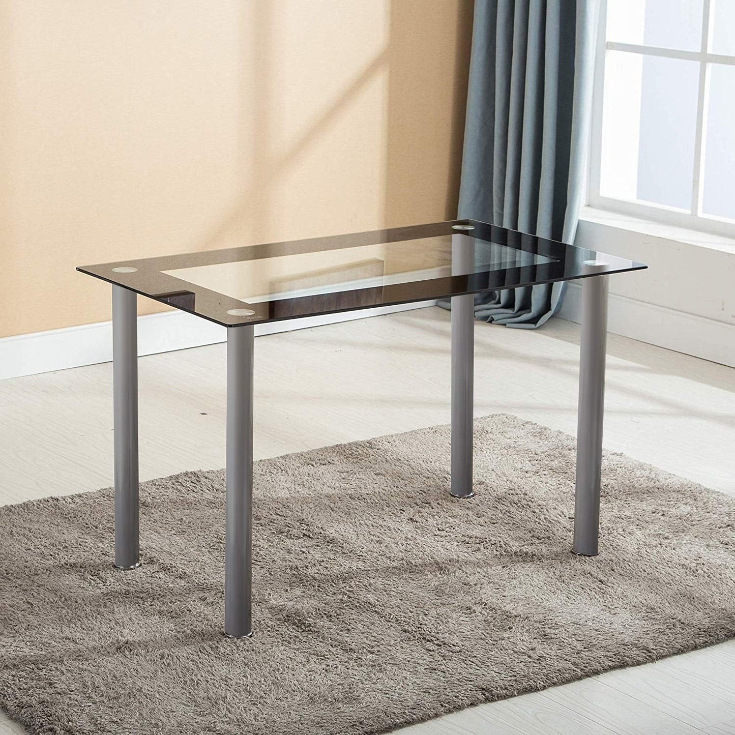 Ktaxon 5 Piece Glass Dining Table Set With 4 Faux Leather Chairs Dining Furniture Black