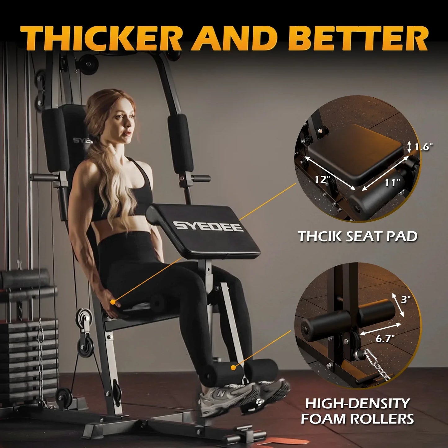 Syedee Multifunctional Home Gym System, Home Gym Station with 100LBS Weight Stack, All in One Workout Machine for Full Body Strength Training