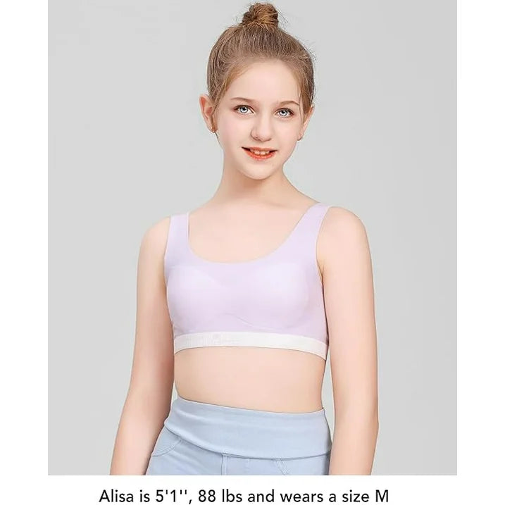 Seamless Training Bras W/ Lightweight Fixed Cups£¬Invisible Dig-Free Teen Bras for Girls 10-16 £¨4 Pack)