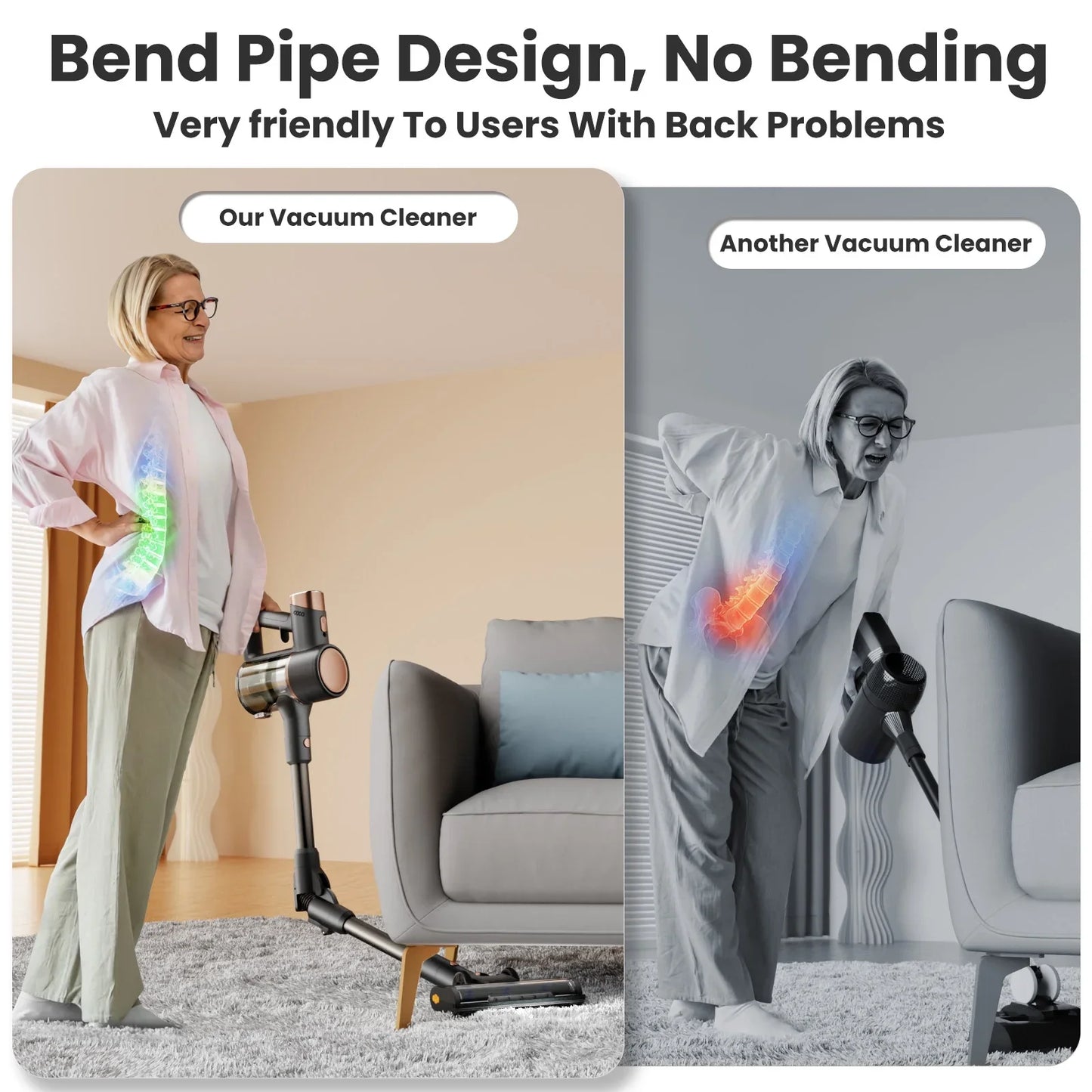 KISSAIR Cordless Vacuum Cleaner 50min 2200mah Lightweight 5.5lb Led Display Screen Stick Vacuum Cleaners for Home Hardwood Floor Carpet Pet Hair, Grey