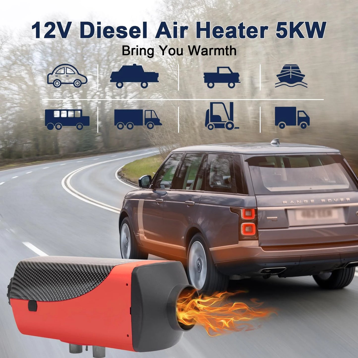 Jacgood Diesel Heater 12V Muffler 8KW Air Diesel Heater 12V Diesel Air Heater with LCD Switch for Car Trucks Motor- Home Boat Bus Can,Red