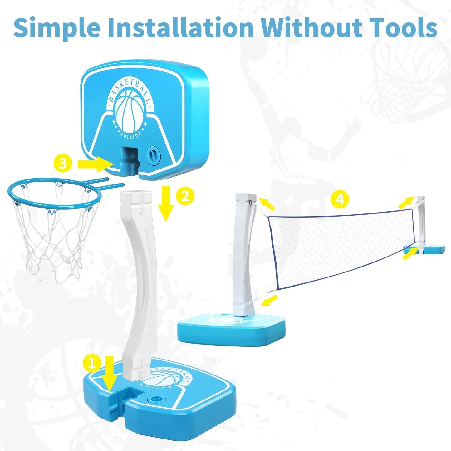 Ktaxon 48" - 78" Adjustable Height Poolside Basketball System (Kids)