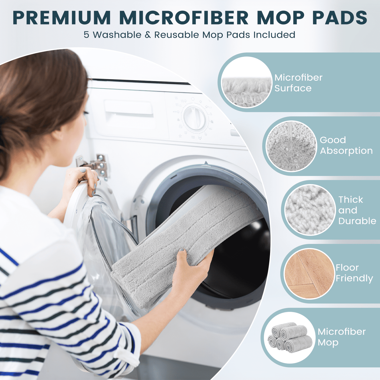 Mop and Bucket Set, Hands Free Flat Floor Mop and Bucket