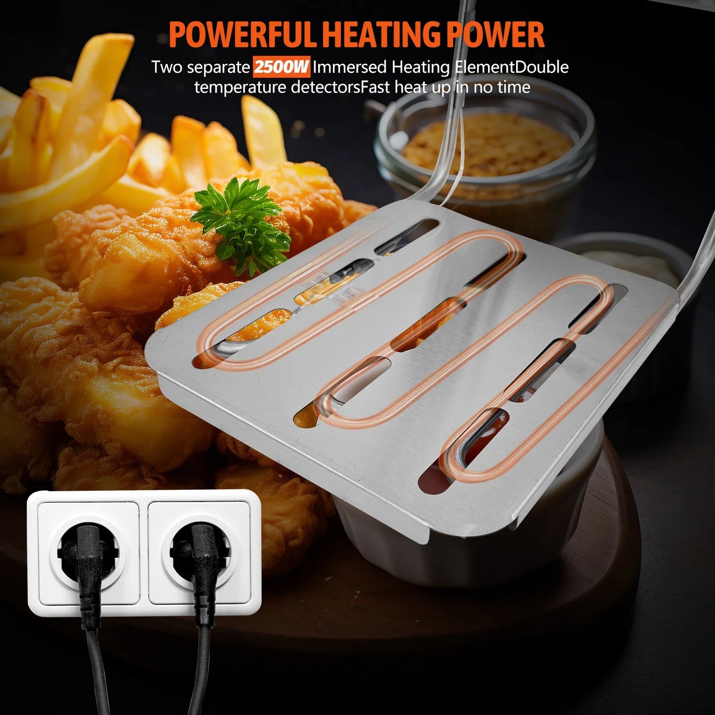 Jacgood 6L Stainless Steel Electric Fryer With Basket For Home Kitchen And Restaurant Professional Commercial Electric Deep Fryer