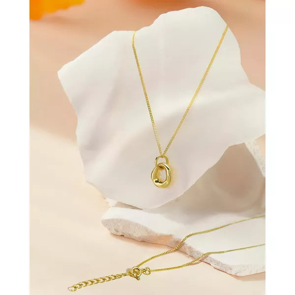 Molenia 14K Gold Plated Circle Necklace, 925 Sterling Silver Irregular Circle Pendant Infinity Necklace Chain Jewelry Gifts for Her Women