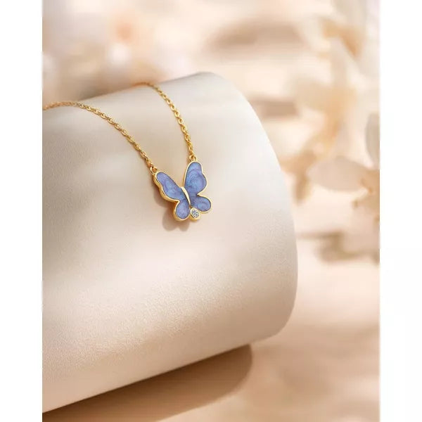 Molenia 925 Sterling Silver Necklace for Women - Gold Butterfly Resin Pendant Gifts for Mom Chain Cute Stuff Jewelry for Girls Mothers Day Birthday