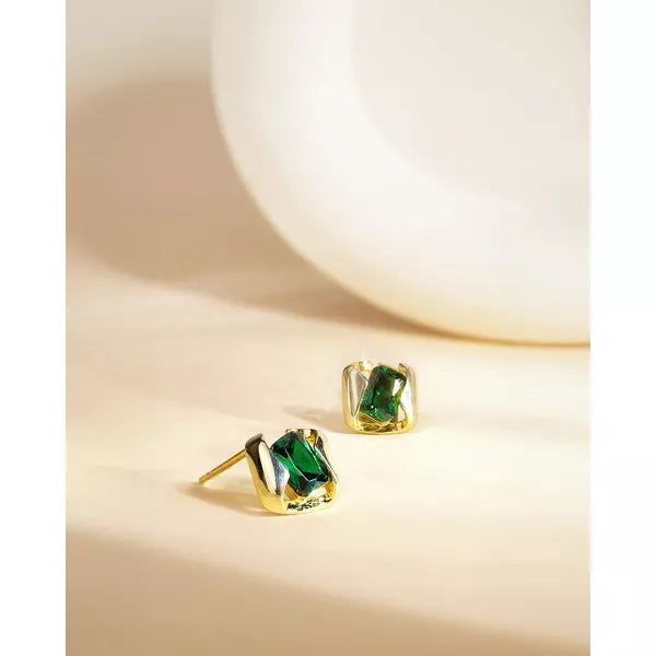 Molenia 925 Sterling Silver Earrings for Women, 14K Gold Stud Earrings with Emerald Hypoallergenic Post Jewelry Gifts for Her Mom Wife Girlfriend