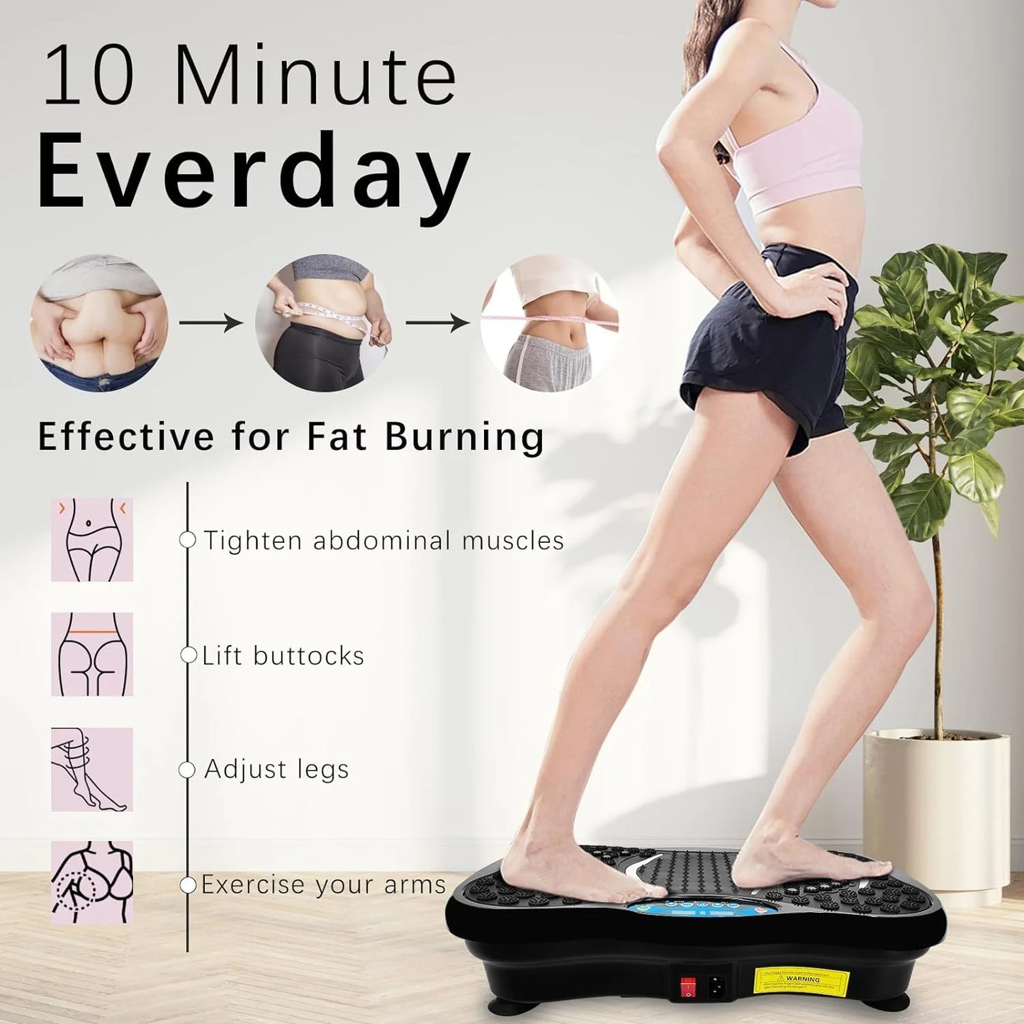 PRIJESSE Vibration Plate Exercise Machine Whole Body Workout Fitness Equipment for Weight Loss