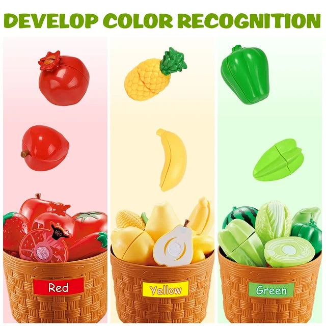 Play Food Sets for Kids Kitchen,66PCS Play Kitchen Accessories,Cutting Toy Food Kids Kitchen Accessories with Pizza,Fruits & Storage Bag,Educational Toys Gift for Boys Girls 3 Year Old