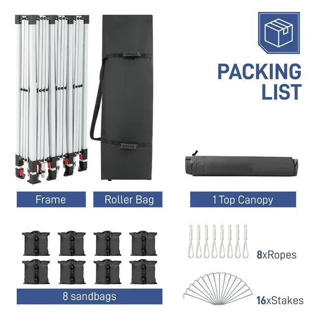 Ktaxon 10'X30' Pop up Wedding Party Tent Foldable Gazebo No Sidewalls Canopy Gray