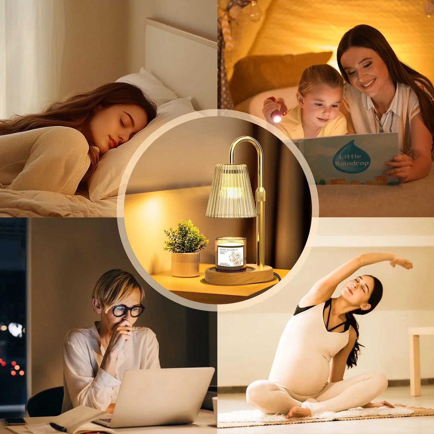 Fimilo Wooden-base Candle Warmer Lamp with Timer, Wax Melt Warmer for Scented Wax with 2 GU10 Bulbs, Birthday Gifts for Women, Mom Gifts Idea