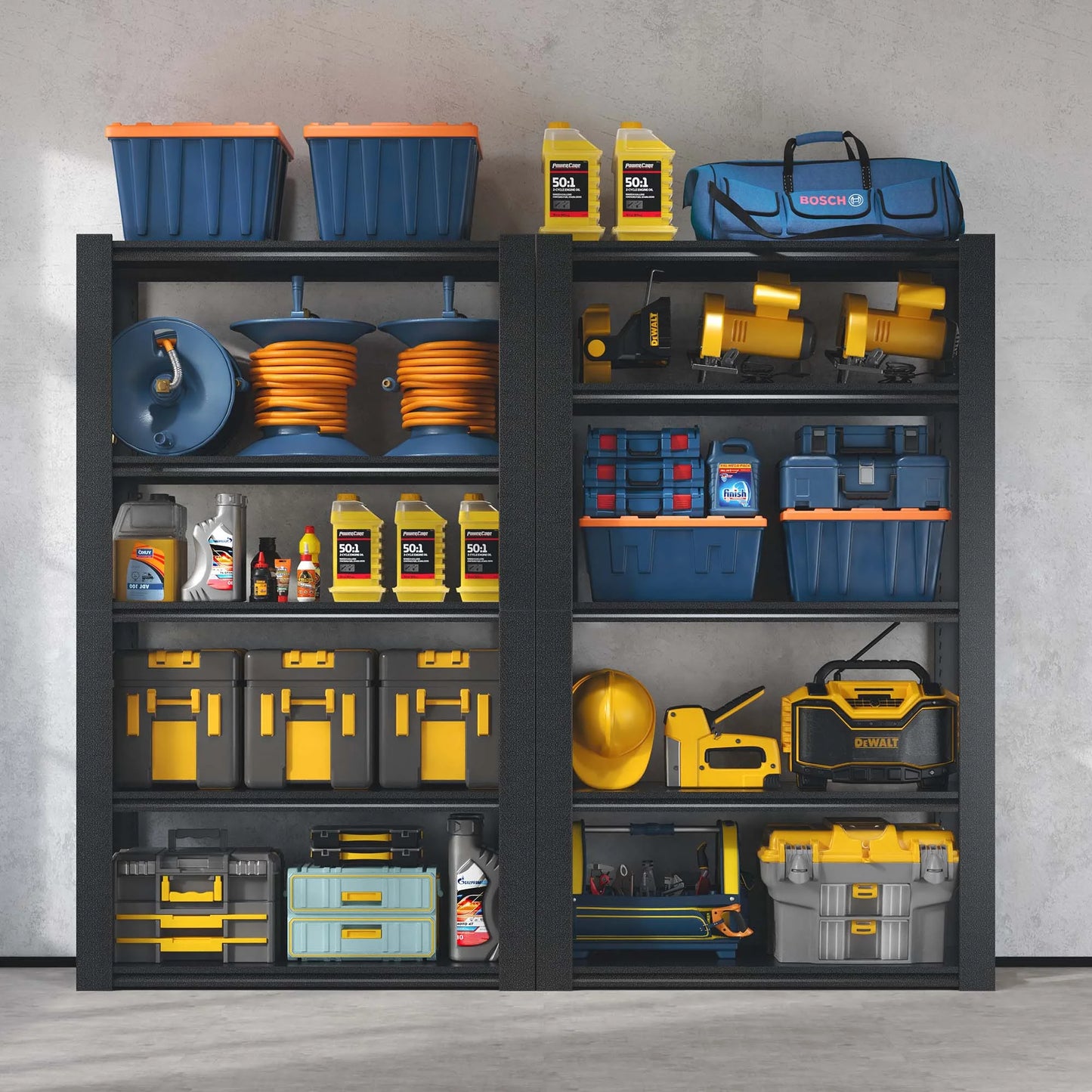 IKIMI 5-Tier Metal Storage Shelves for Garage, 16" D*36" W*72" H, Black, Assembly Required