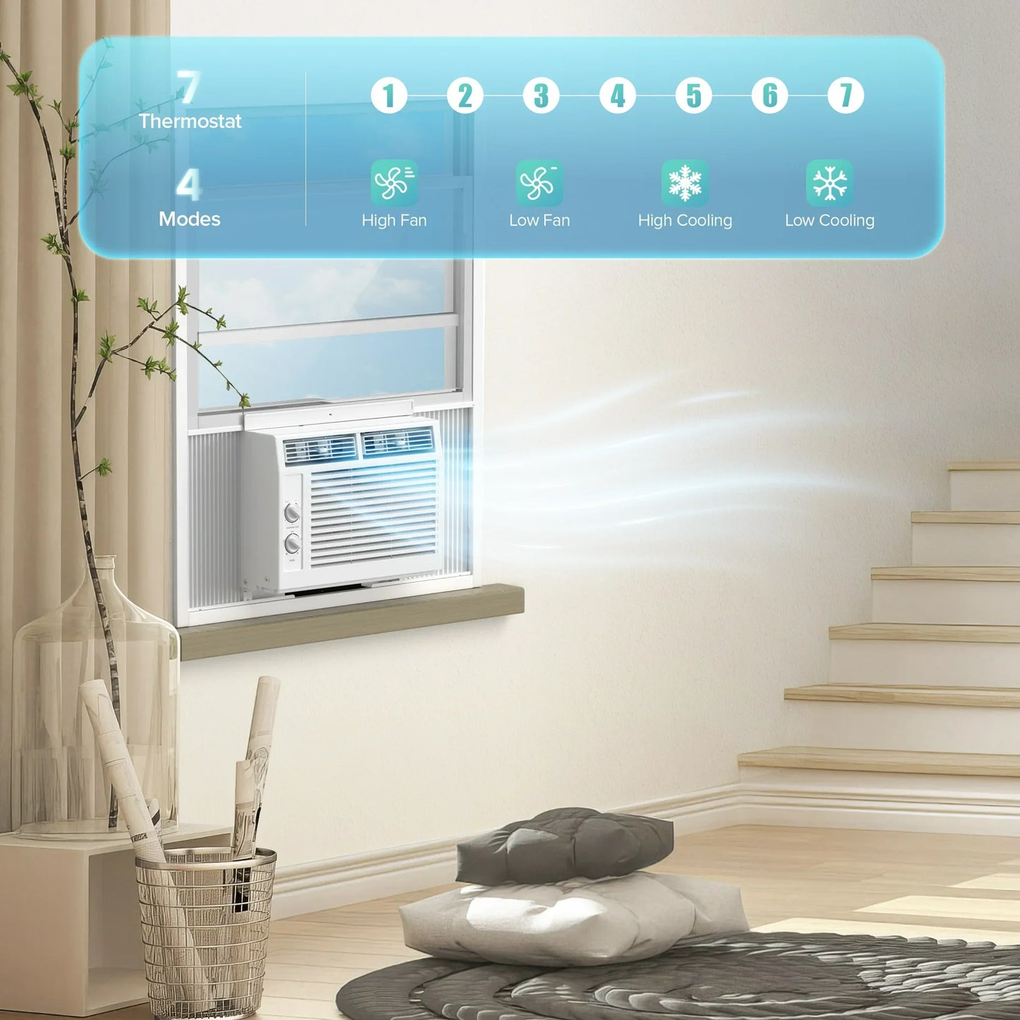 KISSAIR 5,000 BTU 115V U Shaped Window Air Conditioner, for Small Room AC Unit air conditioner Easy Installation, Cools up to 150 Sq. Ft