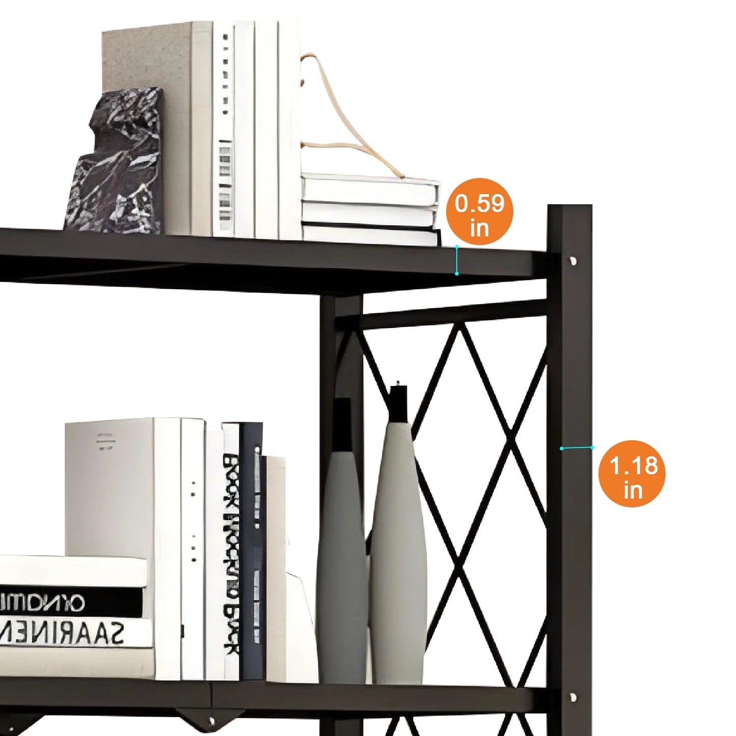 PRIJESSE 5-Tier Foldable Storage Shelves Metal Rack Heavy-Duty Storage Shelf Supporting 330LBS Loads Black