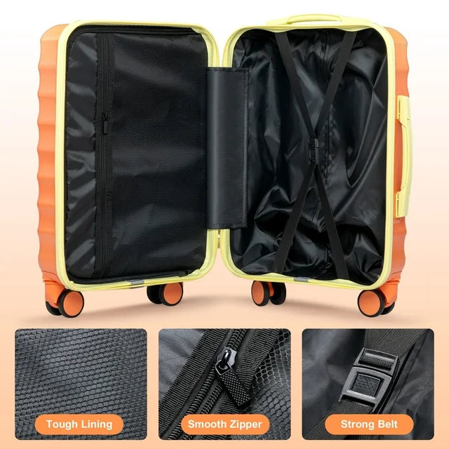 Zimtowm 20" Carry-on Lightweight Luggage Hardside Suitcase with Spinner Wheels and TSA Lock, Yellow Orange