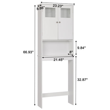 Ktaxon Over the Toilet Bathroom Storage Cabinet Space Saver with 2 Doors and 3 Storage Shelves, White Finish