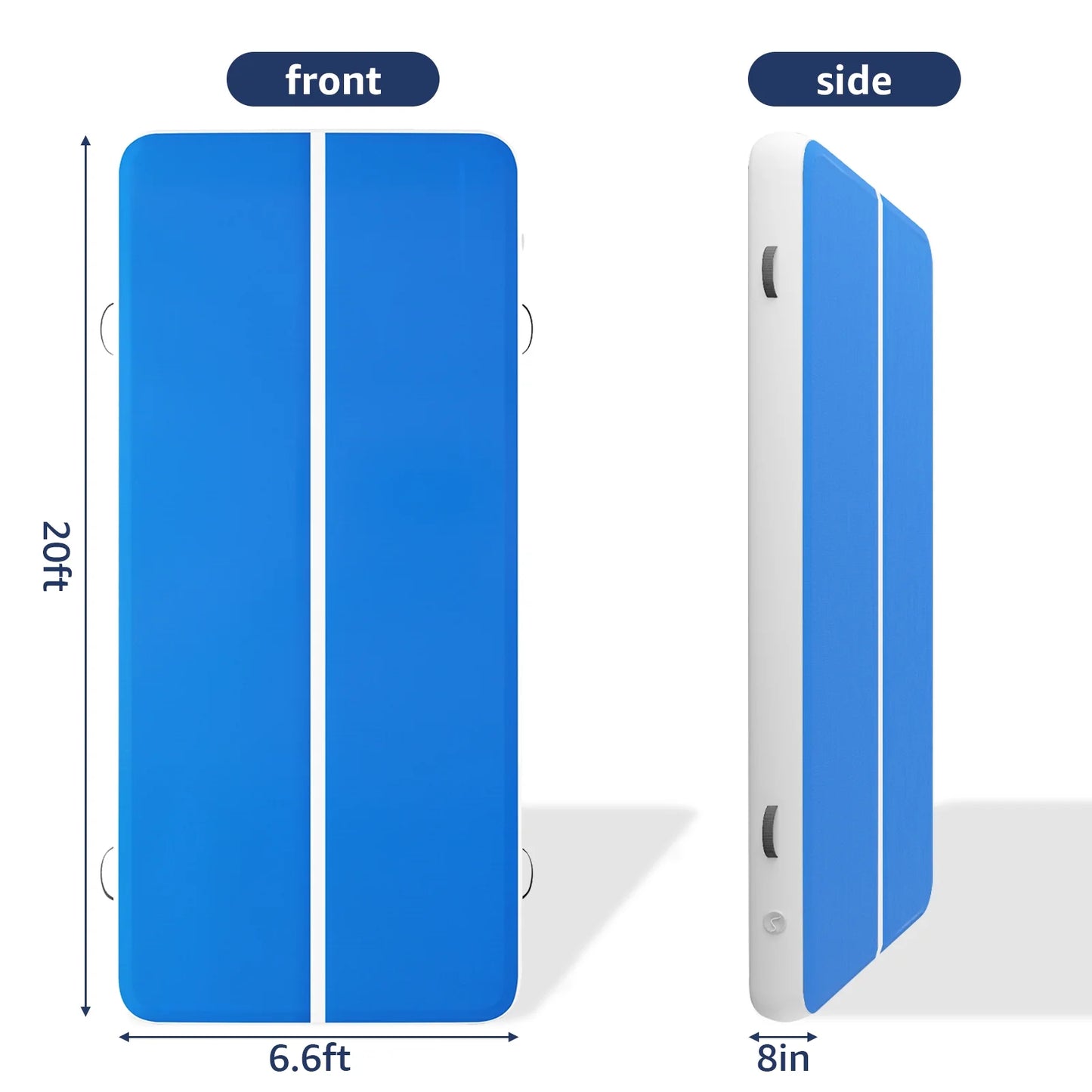 Jacgood 20FTx6.6FT Air Tumbling Track Inflatable Air Gymnastics Mat 8" Thickness for Home /Training/Cheerleading/Yoga/Water Sports with Electric Air Pump