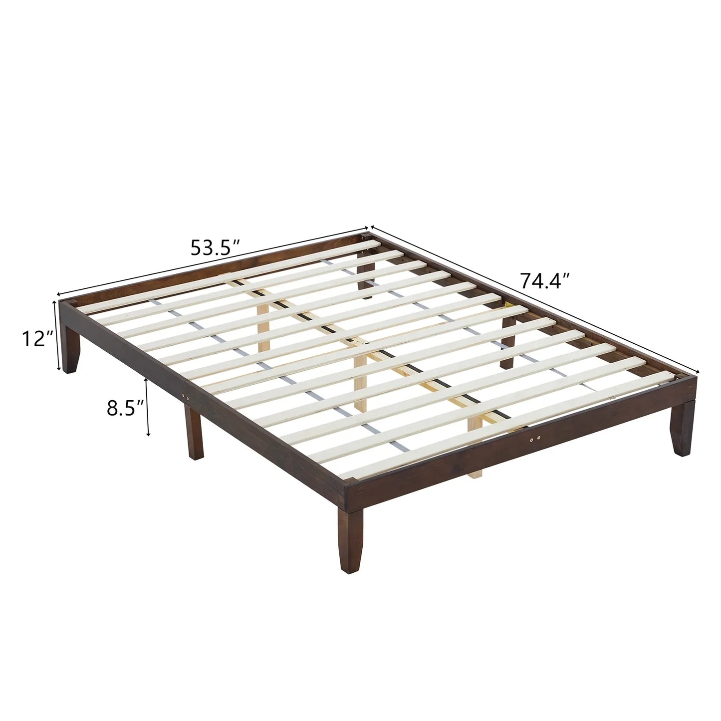 Ktaxon 12" Deluxe Wood Platform Bed Frame, Full Bed Frame, Mattress Foundation, Antique Espresso, Full