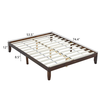 Ktaxon 12" Deluxe Wood Platform Bed Frame, Full Bed Frame, Mattress Foundation, Antique Espresso, Full