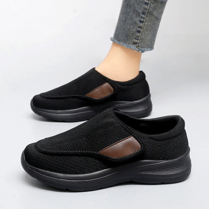 LASUDRAA Diabetic Adjustable Women Shoes Lightweight Velcro Sneakers for Swollen feet Black Size 9
