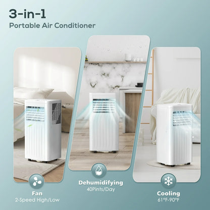 KISSAIR 5,000BTU (8,000BTU ASHRAE) Portable Air Conditioner, Dehumidifier, Fan, 3 in 1 AC with 24-Hour Timer
