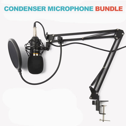 BM800 Condenser Studio Microphone Kits, Podcast Equipment Bundle, Studio Recording & Broadcasting Mic with Adjustable Stand, USB Sound Adapter