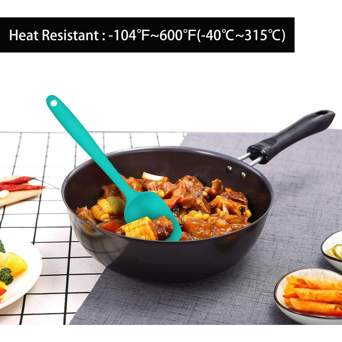 Food Grade Silicone Rubber Spatula Set for Baking, 5 Pcs Cooking, and Mixing High Heat Resistant Non Stick Dishwasher BPA-Free Multicolor