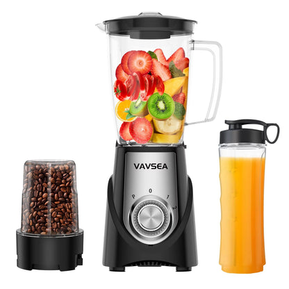 1000W Smoothie Blender for Shakes and Smoothies, 3 IN1 Kitchen Personal Blenders and Grinder Combo for Protein Drinks, BPA-Free, 2 Speeds & Pulse