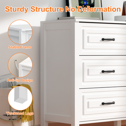 White Dresser for Bedroom with 6 Drawers,Modern Chest of Drawers Wide Wooden Double Dresser for Closet Living Room Entryway