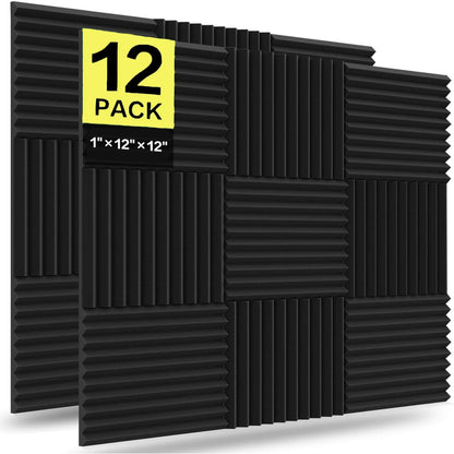 12 Pack Acoustic Panels, Studio Soundproofing Foam for Wall,12" X 12" X 1"