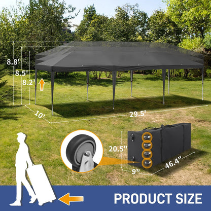 Ktaxon 10'X30' Pop up Wedding Party Tent Foldable Gazebo No Sidewalls Canopy Gray