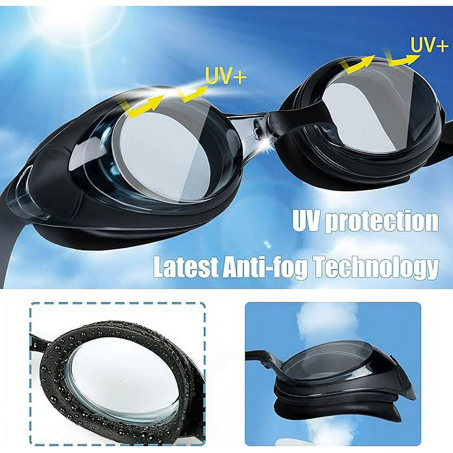 Swim Goggles 2 Pack Anti-Fog Waterproof Anti-UV Clear Vision Silicone