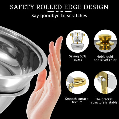 PRIJESSE 5 Qt Gold Chafing Dishes for Buffet with Stainless Steel Lid, Round Chafing Dish Buffet Set with Food and Water Pans for Catering, Parties, Hotels and Weddings, 4 Pack