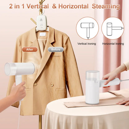 Steamer for Clothes, Portable Handheld Garment Steamer, 1200W Mini Foldable Fabric Steam Iron, 13s Fast Heat-up with 200ml Tank, for Travel and Home, White