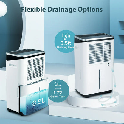 KISSAIR 15 Pint Dehumidifiers, 1000 Sq. Ft Dehumidifier with Drain Hose, 1.72 Gallon Water Tank, 3 Operation Modes, 24H Timer, Portable Dehumidifier for Basement/Bathroom/Laundry Room