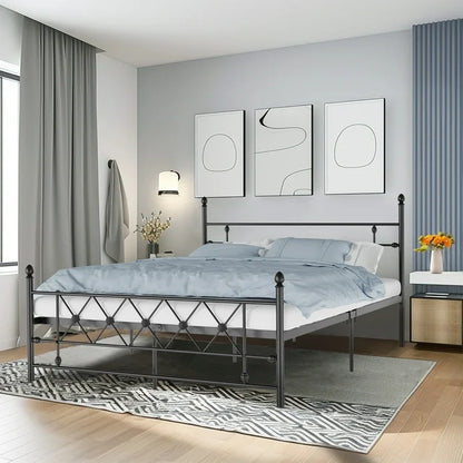 HOMWOO Metal Platform Bed Frame with Headboard, Queen Size