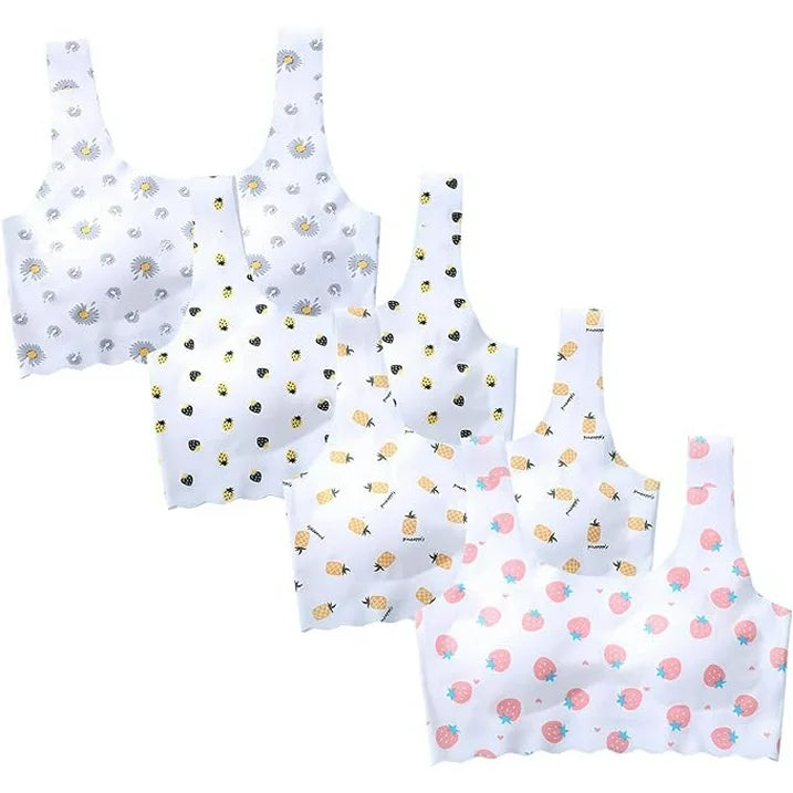 4 Pcs Girls Training Bra-Racerback Sports Seamless Bras, Invisible Dig-Free Teen Bras,Girls Bra with Removable Mini-A Cup Pad,Training Bras for Girls 10-16 Sports£¨XL)