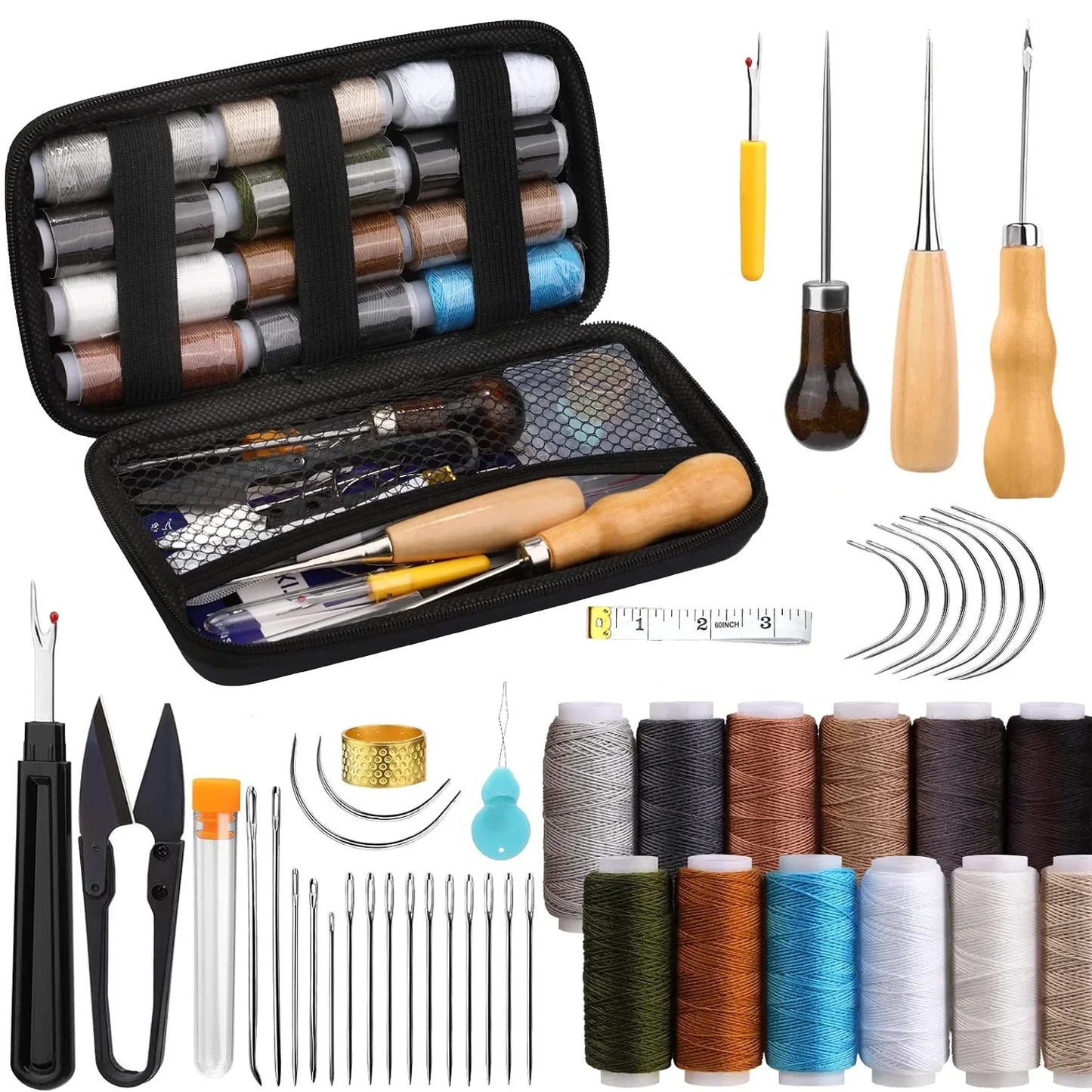 Leather Sewing Kit ,48 PCS Heavy Duty Sewing Kit for Carseat Carpet Shoes Backpack Repair DIY Crafting
