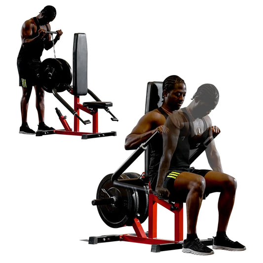 syedee Plate Loadable Seated Dip Machine, Tricep Dip Machine with Cable Bar for Bicep Chest Training Tricep Press, Hold up to 400LBS, Black and Red