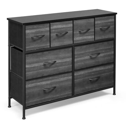 Ktaxon Dresser with 4 Big 4 Small Drawers - Furniture Storage Tower Unit, Steel Frame, Wood Top, Easy Pull Fabric Bins, Black