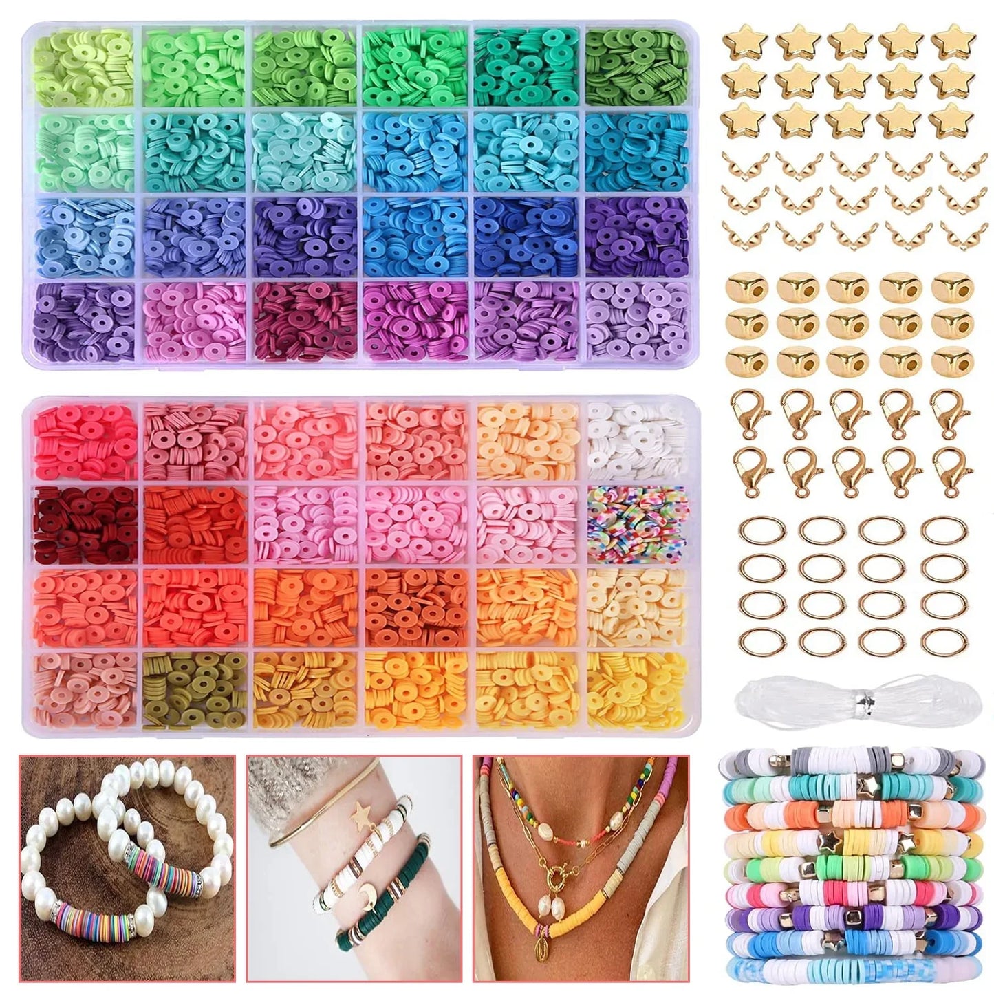 6440PCS 48 Colors Clay Beads Bracelet Making Kit,Friendship Bracelet Kit for Teen Girls Crafts for Girls Ages 8-12(Multicolor)