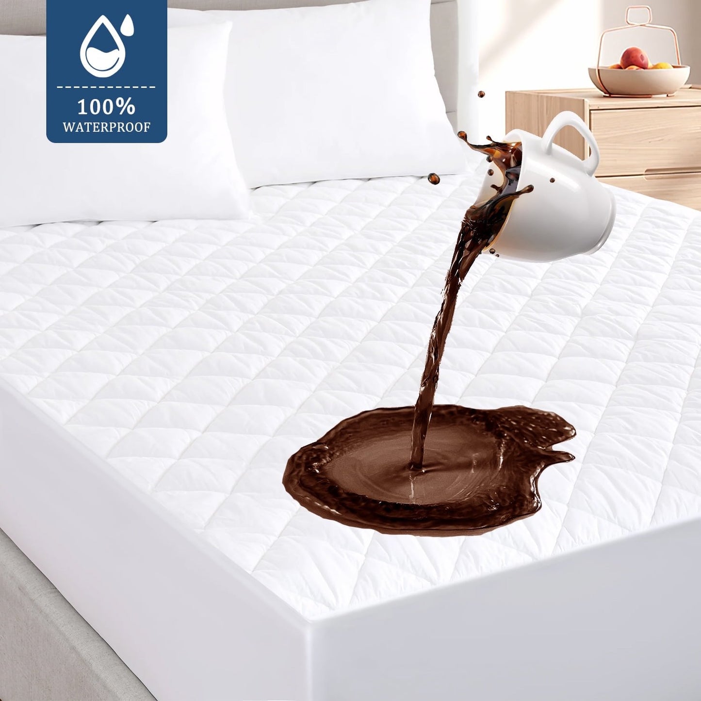 Premium 100% Waterproof Mattress Protector Queen Size 3D Air Fabric Cooling Mattress Cover Bed Pad Smooth Ultra-Soft