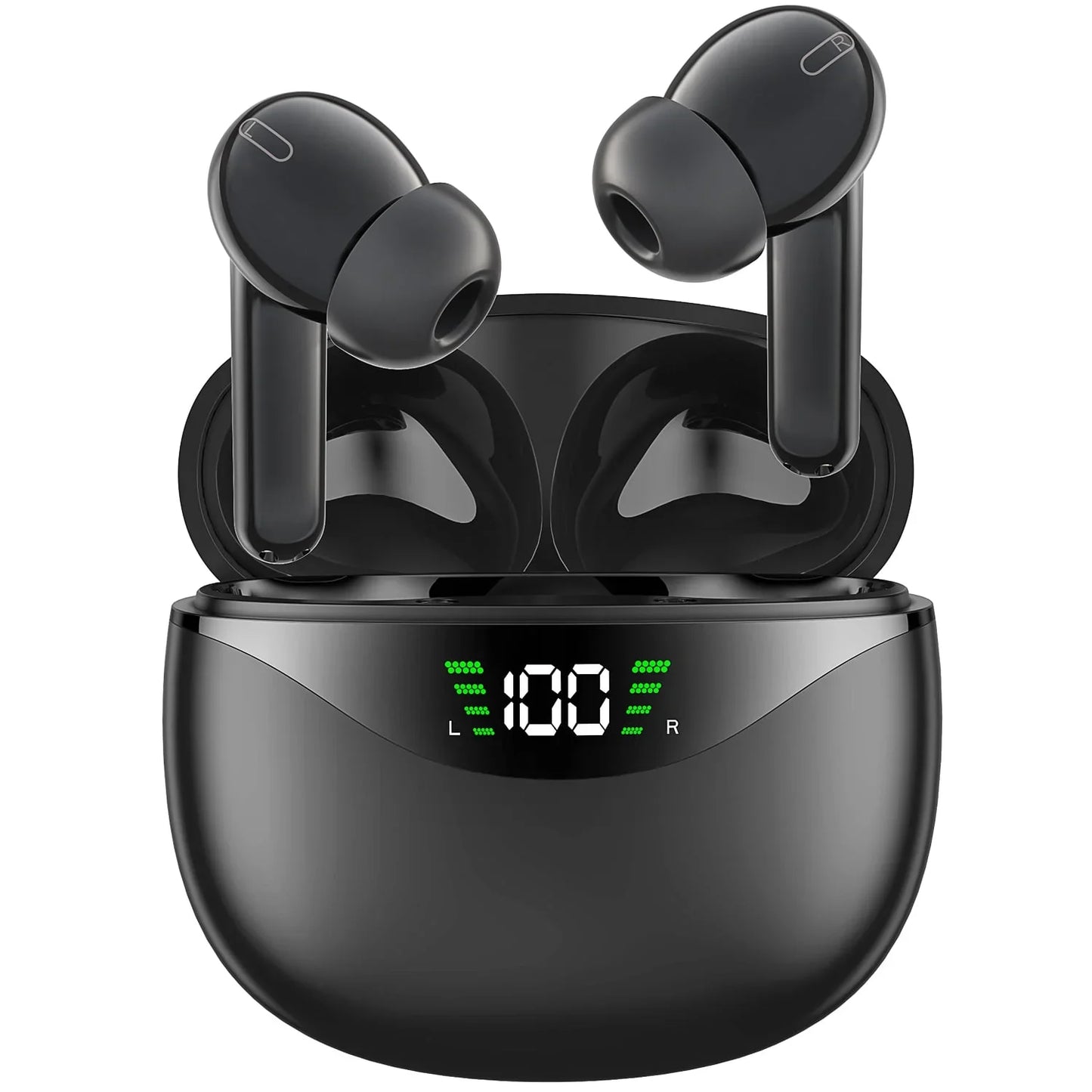 Bluetooth 5.0 Wireless Earbuds with Charging Case IPX5 Sweatproof Headset/Headphones in Ear Built in Mic Industrial Leading TWS Sound with Sport Pumping Bass -black
