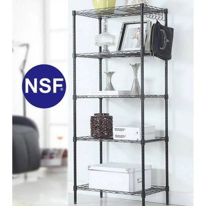 Ktaxon 5 Tier Layer 59"x21"x11.5" Storage Rack, Wire Shelving Adjustable Steel Storage Rack Organizer Kitchen, Black